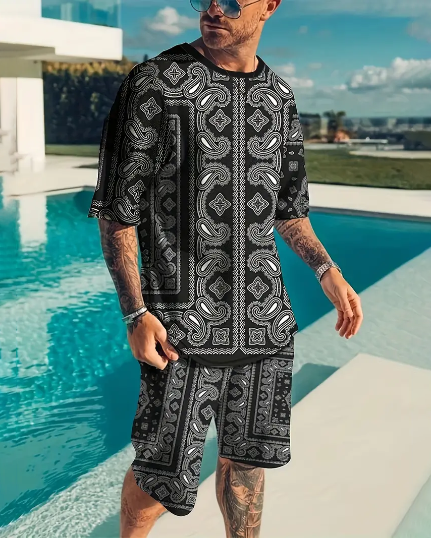 Men's Casual Perris Print Shorts Set 558