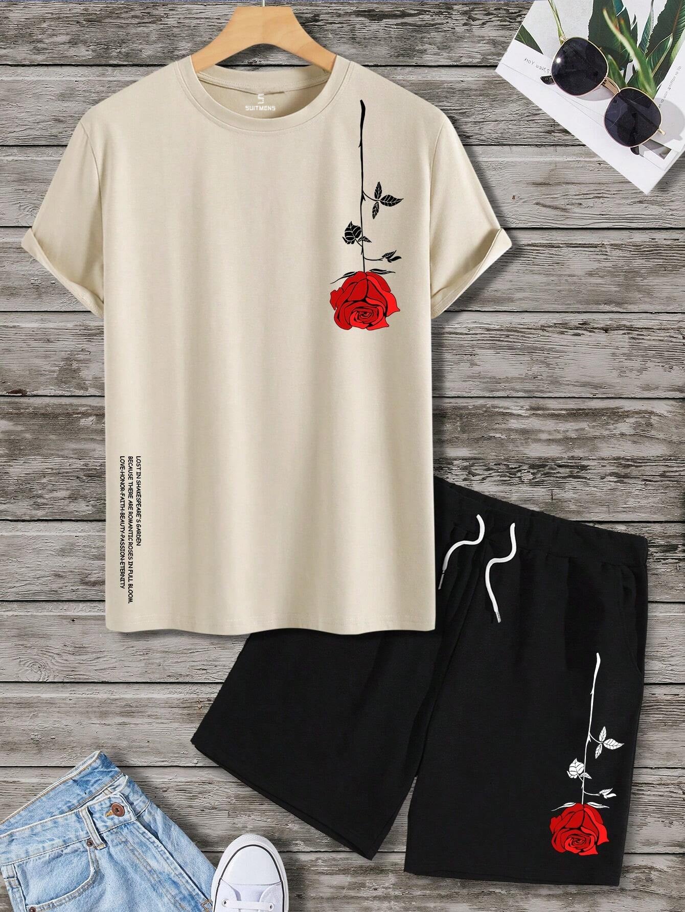 Men's Color Matching Casual Shorts Set 416