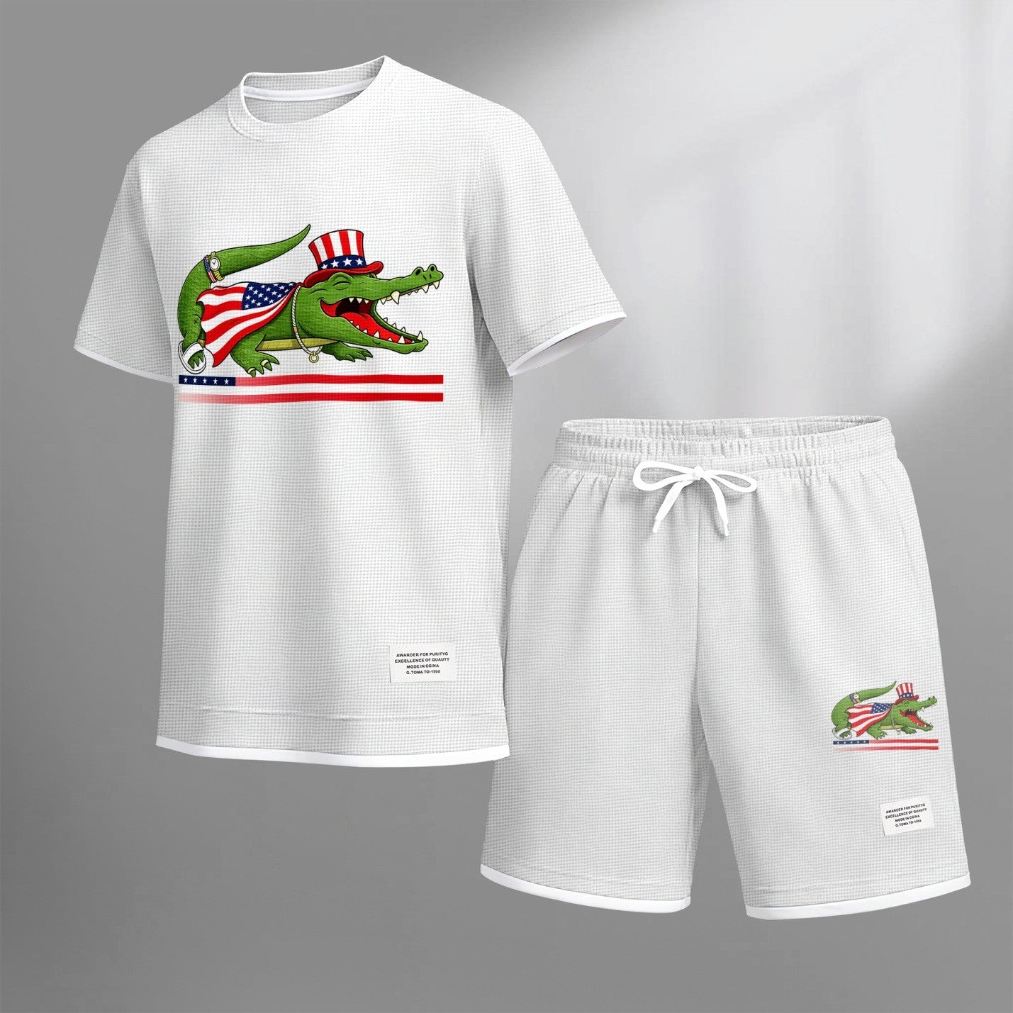Men's Funny Animal Graphic Print Short Sleeve Shirt and Drawstring Shorts Set, Casual Summer Two-Piece Outfit, Lightweight Breathable Relaxed Fit Sportswear, Stylish Comfortable Daily Wear Beach Vacation Travel Loungewear
