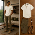 Men's Casual Short Sleeve Polo Shirt And Pants Two-Piece Set