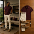 Men's Casual Short Sleeve Polo Shirt And Pants Two-Piece Set