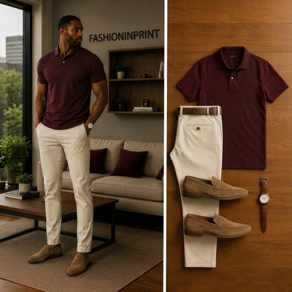 Men's Casual Short Sleeve Polo Shirt And Pants Two-Piece Set
