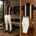Men's Casual Short Sleeve Polo Shirt And Pants Two-Piece Set
