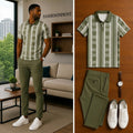 Men's Casual Short Sleeve Polo Shirt And Pants Two-Piece Set