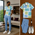 Men's Casual Short Sleeve Polo Shirt And Pants Two-Piece Set