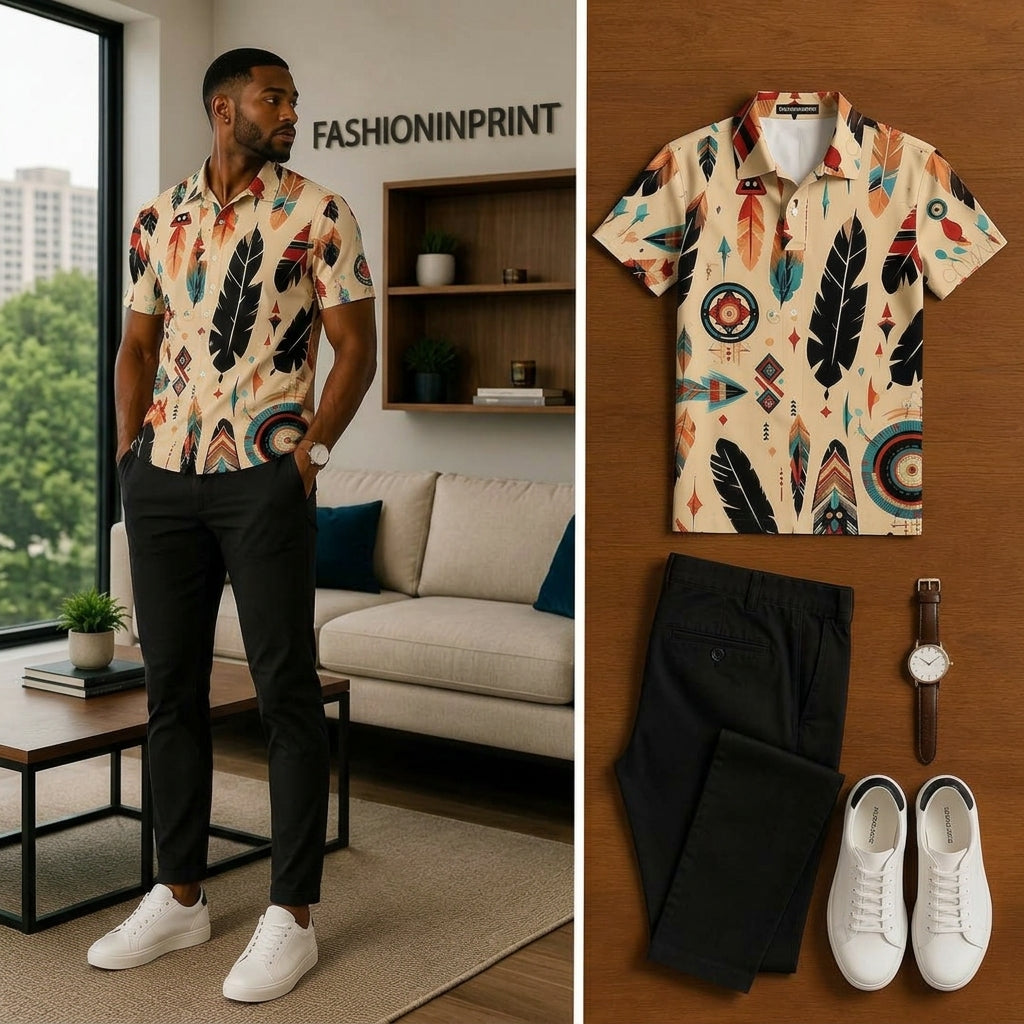 Men's Casual Short Sleeve Polo Shirt And Pants Two-Piece Set