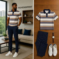 Men's Casual Short Sleeve Polo Shirt And Pants Two-Piece Set