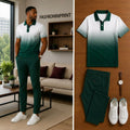 Men's Casual Short Sleeve Polo Shirt And Pants Two-Piece Set