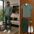 Men's Casual Short Sleeve Polo Shirt And Pants Two-Piece Set