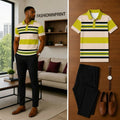 Men's Casual Short Sleeve Polo Shirt And Pants Two-Piece Set