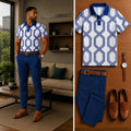 Men's Casual Short Sleeve Polo Shirt And Pants Two-Piece Set