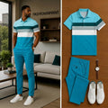 Men's Casual Short Sleeve Polo Shirt And Pants Two-Piece Set