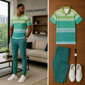 Men's Casual Short Sleeve Polo Shirt And Pants Two-Piece Set